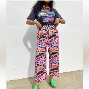 Nooworks Colorful Patterned Wide Leg Pants